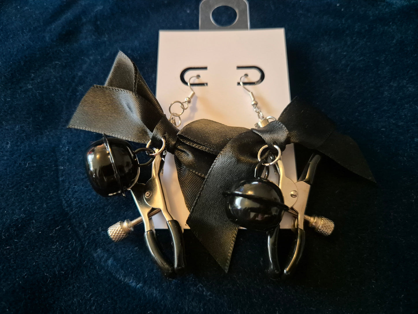 Bell, bow, clamp earrings